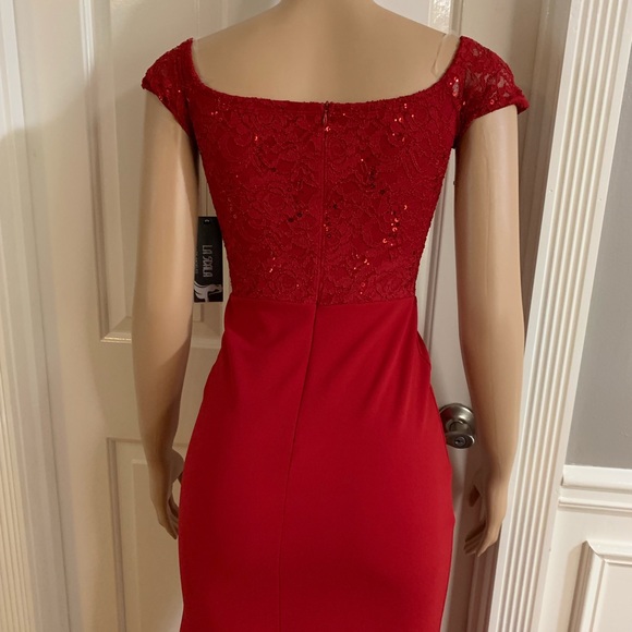 Women’s junior red lace top fit & flare dress - Picture 10 of 11